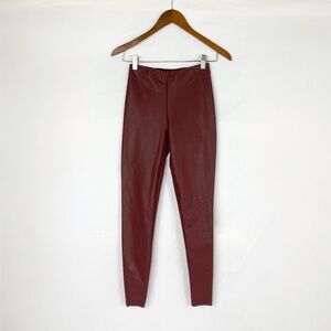 WOLFORD Faux Leather Legging Pants Panel Pull On Red Size 4 Stretchy High Rise